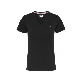 Tricou slim fit cu decolteu in V