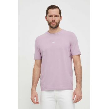 BOSS tricou BOSS ORANGE barbati, culoarea violet, cu imprimeu, 50473278