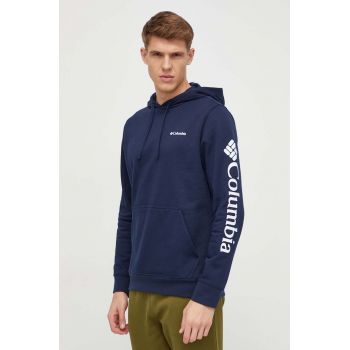 Columbia bluză Trek bărbați, culoarea bleumarin, cu glugă, cu imprimeu  1957913