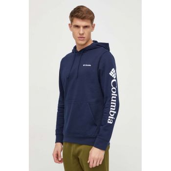 Columbia bluză Trek bărbați, culoarea bleumarin, cu glugă, cu imprimeu 1957913 ieftin