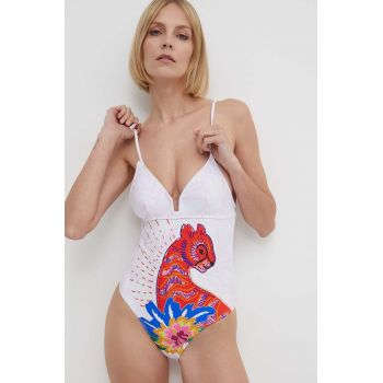 Desigual costum de baie dintr-o bucată culoarea alb, cupa usor rigidizata de firma original