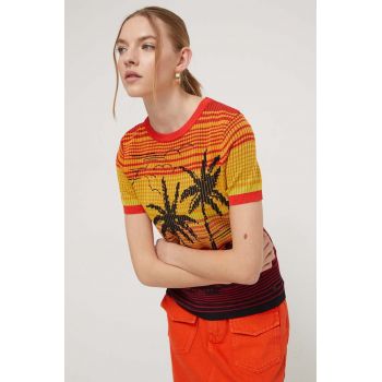 Desigual pulover femei, culoarea portocaliu ieftin