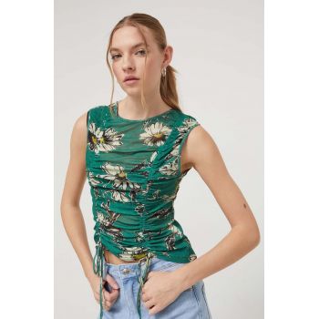 Desigual top femei, culoarea verde ieftin