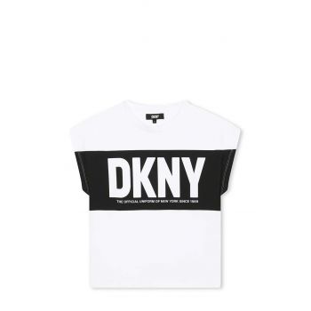 Dkny tricou de bumbac pentru copii culoarea alb ieftin
