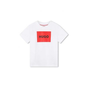 HUGO tricou de bumbac pentru copii culoarea alb, cu imprimeu