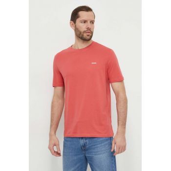 HUGO tricou din bumbac barbati, culoarea rosu, neted, 50466158