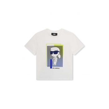 Karl Lagerfeld tricou de bumbac pentru copii culoarea alb, cu imprimeu