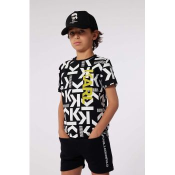 Karl Lagerfeld tricou de bumbac pentru copii culoarea negru, modelator