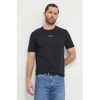 Marc O'Polo tricou din bumbac barbati, culoarea negru, cu imprimeu de firma original