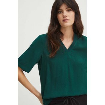 Medicine bluza femei, culoarea verde, neted