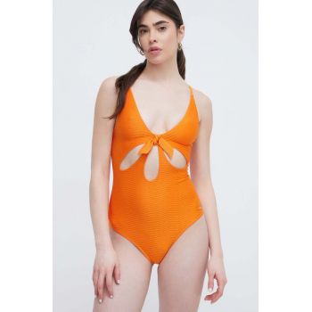 Pepe Jeans costum de baie dintr-o bucată culoarea portocaliu, cupa moale