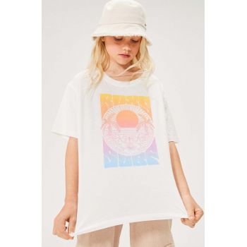 Roxy tricou din bumbac GONE TOCALIFORA culoarea alb ieftin