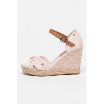 Sandale-espadrile cu talpa wedge si garnituri din piele