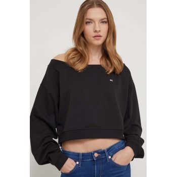 Tommy Jeans bluza femei, culoarea negru, neted