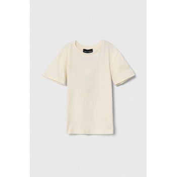 Emporio Armani tricou de bumbac pentru copii culoarea bej