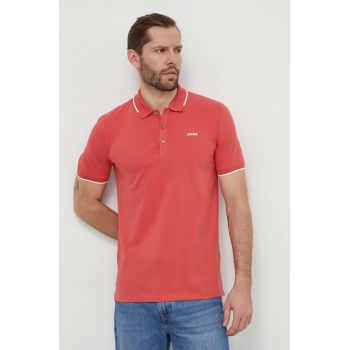 HUGO tricou polo barbati, culoarea rosu, neted