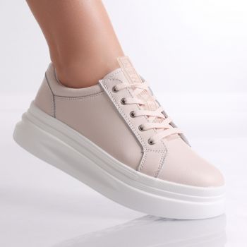 Pantofi dama casual Roz din Piele Naturala Evoya