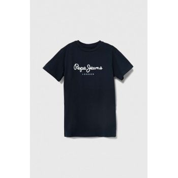 Pepe Jeans tricou de bumbac pentru copii culoarea albastru marin, cu imprimeu ieftin