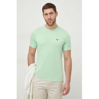 Barbour tricou din bumbac culoarea verde, neted