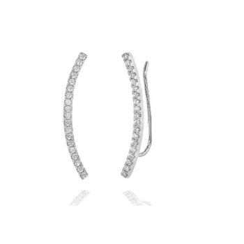 Cercei ear cuffs argint 925, JW676, model elegant, placat cu rodiu