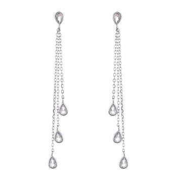 Cercei lungi argint 925, JW851, model picatura, placati cu rodiu