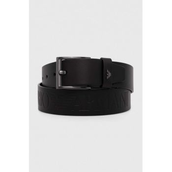 Emporio Armani curea de piele barbati, culoarea negru