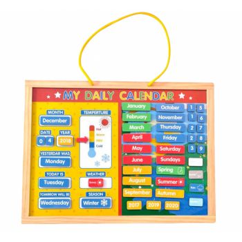 Joc Montessori 2 in 1 Calendarul educativ si tabla magnetica de scris