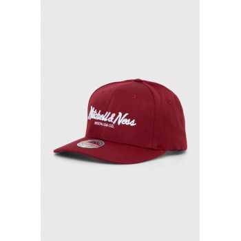 Mitchell&Ness șapcă din amestec de lână culoarea bordo, cu imprimeu de firma originala