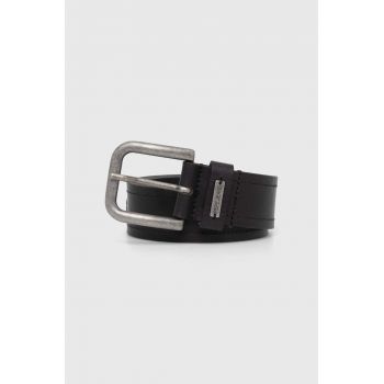 Pepe Jeans curea de piele barbati, culoarea negru