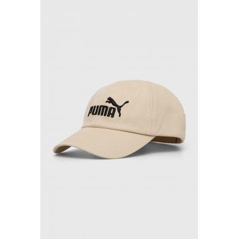 Puma șapcă de baseball din bumbac culoarea bej, cu imprimeu 2366901
