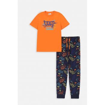Coccodrillo pijamale de bumbac pentru copii culoarea portocaliu, modelator ieftine