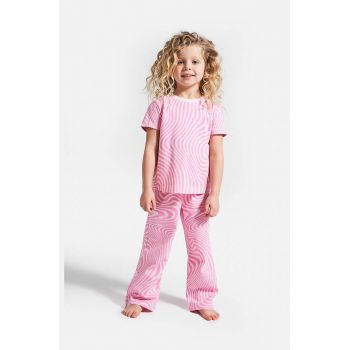 Coccodrillo pijamale de bumbac pentru copii culoarea roz, modelator