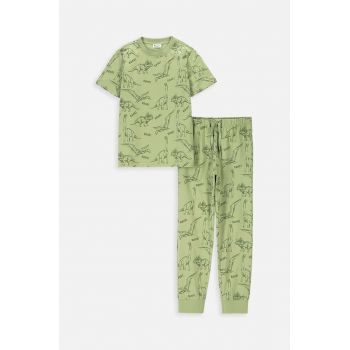 Coccodrillo pijamale de bumbac pentru copii culoarea verde, modelator ieftine