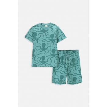 Coccodrillo pijamale de bumbac pentru copii culoarea verde, modelator