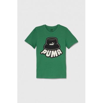 Puma tricou de bumbac pentru copii ESS+ MID 90s Graphic B culoarea verde, cu imprimeu ieftin