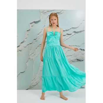 Rochie maxi evazata din amestec de lyocell