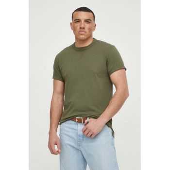 G-Star Raw tricou din bumbac barbati, culoarea verde, neted