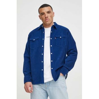 Levi's camasa din bumbac barbati, culoarea albastru marin, cu guler clasic, regular