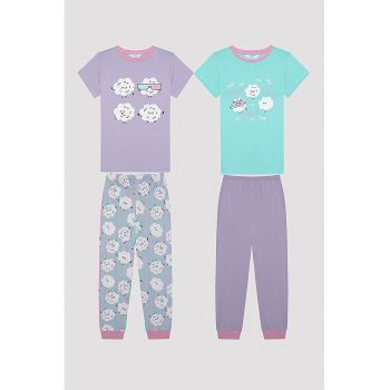 Set de pijamale din bumbac cu imprimeu grafic - 2 perechi