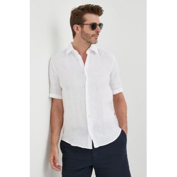 BOSS cămașă de in ORANGE culoarea alb, cu guler clasic, regular 50489345 de firma originala