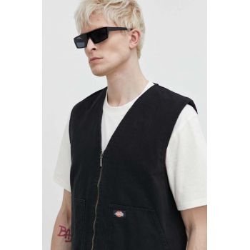 Dickies vesta de blugi DUCK CANVAS SMMR VEST barbati, culoarea negru, de tranzitie, DK0A4YQK