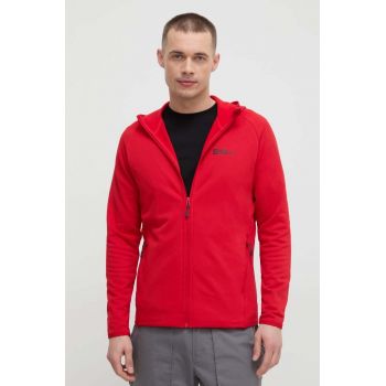 Jack Wolfskin hanorac Baiselberg culoarea rosu, cu glugă, neted