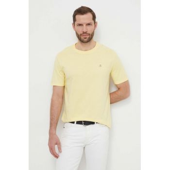 Marc O'Polo tricou din bumbac barbati, culoarea galben, neted de firma original