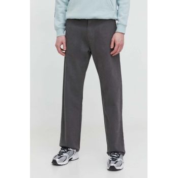 Quiksilver pantaloni de bumbac culoarea gri, drept