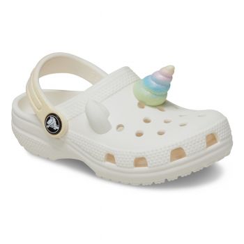 Saboti Crocs Classic Toddler I Am Rainbow Unicorn Clog Alb - Chalk
