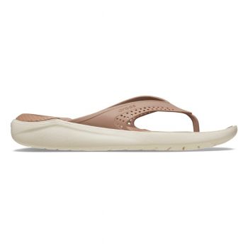 Slapi Crocs LiteRide Flip Maro - Latte/Stucco ieftini