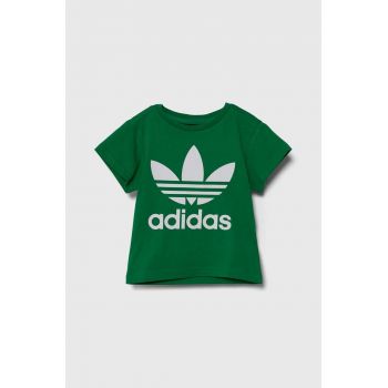 adidas Originals tricou de bumbac pentru copii TREFOIL TEE culoarea verde, cu imprimeu