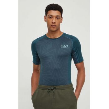 EA7 Emporio Armani tricou barbati, culoarea verde, cu imprimeu