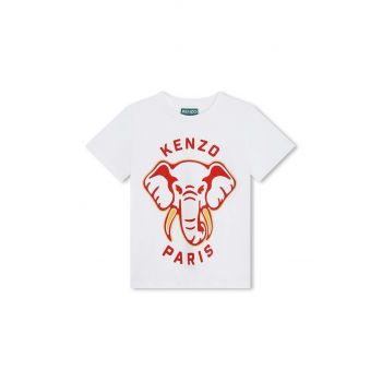Kenzo Kids tricou de bumbac pentru copii culoarea alb, cu imprimeu