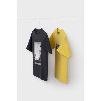 Mayoral tricou de bumbac pentru copii 2-pack culoarea negru, cu imprimeu